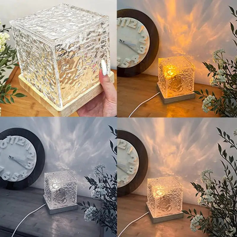 Aura Tesseract Lamp Remote Control Cube Tesseract Lamp USB Charging 16 Colors Adjustable Acrylic Night Lamp Crystal Mood