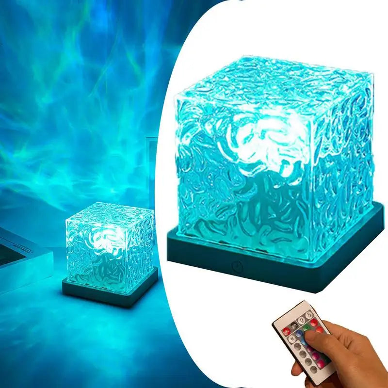 Aura Tesseract Lamp Remote Control Cube Tesseract Lamp USB Charging 16 Colors Adjustable Acrylic Night Lamp Crystal Mood
