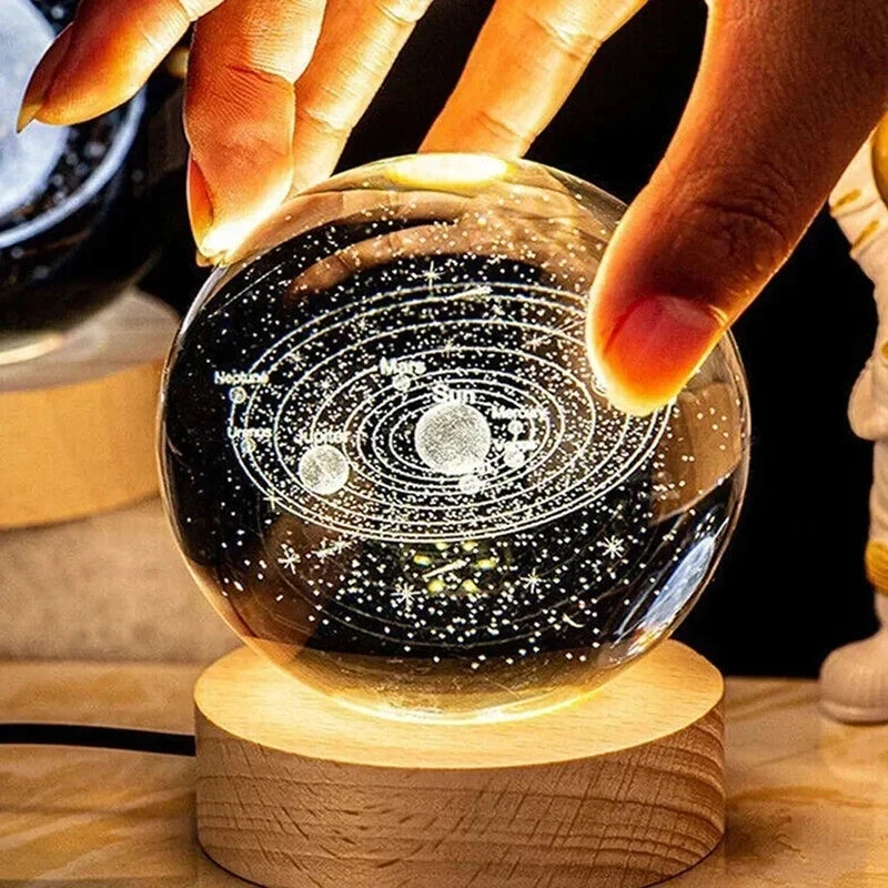 Crystal Ball LED Night Light Galaxy 3D Planet Moon Lamp Bedroom Home Decor for Kids Party Children Birthday Christmas Gifts