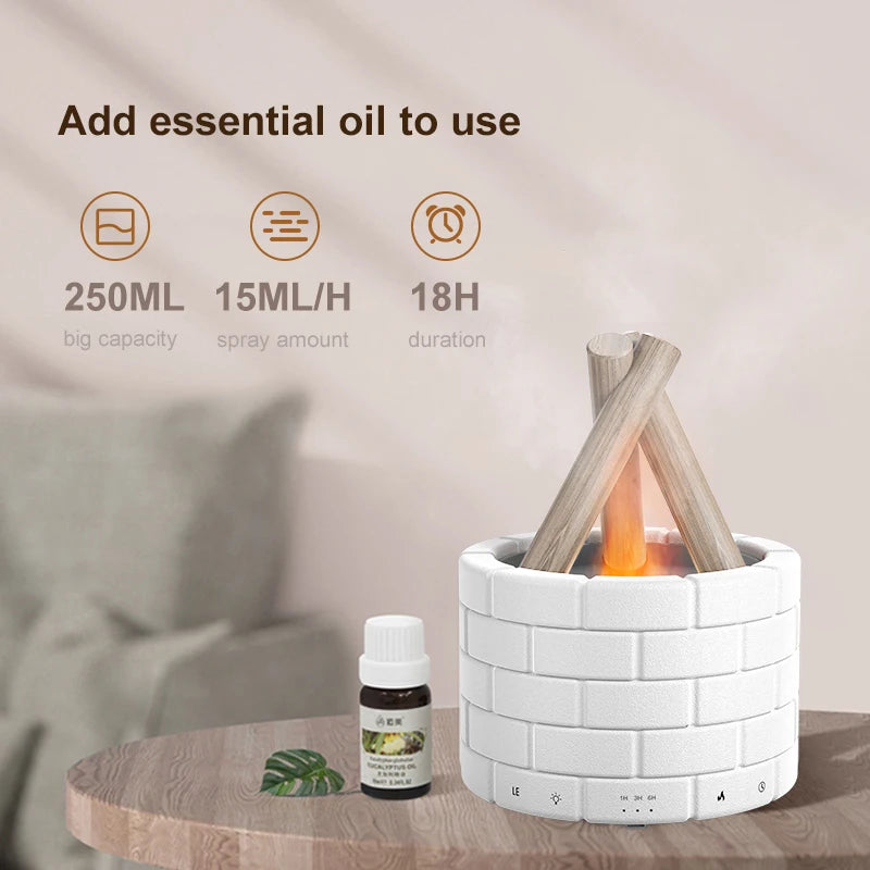 2024 New Bonfire Essential Oil Aroma Diffuser Ultrasonic USB Fire Flame Diffuser Humidifier