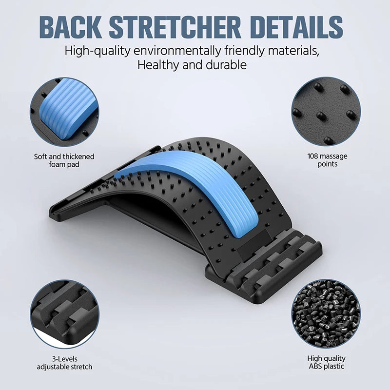 Back Stretcher Acupuncture Level Four Adjustable Massager Lumbar and Cervical Support Plate Yoga Exercise Assistant Tool