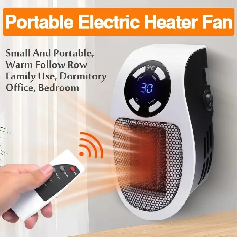 500W Portable Heater Electric Heater Plug in Wall Room Heater Home Appliance Heating Stove Mini Radiator Remote Warmer Machine